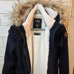 Hollister Coat Parka Faux Fur M
